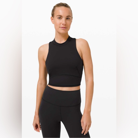 lululemon athletica Other - Lululemon Everlux and Mesh Cropped Tank Black Women’s Tank Bra Size 4